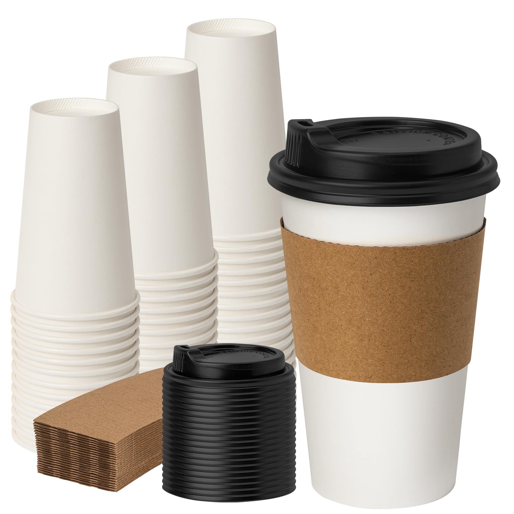 METAPRINT 100 Pack 16 oz Disposable Coffee Cups with Lids and Sleeves — Amazon image 12