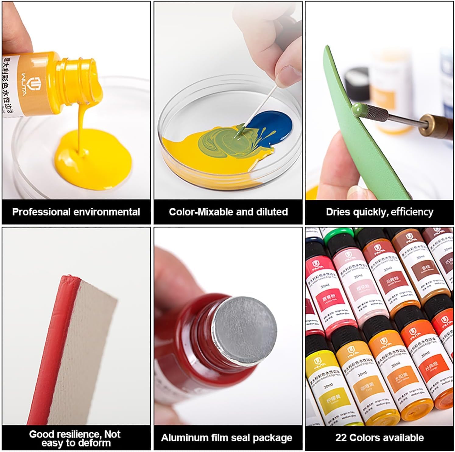 WUTA 30ml Professional Leather Edge Paint Oil Dye Edge Dressing Color Coats Leather Finish Supplies (22 Color;30ml)