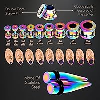 Vista 56 de BodyJ4You kit de 37 piezas de diferente calibre para dilatar perforaciones de oreja, aceite de jojoba, 14G-00G, acero quirúrgico Negro
