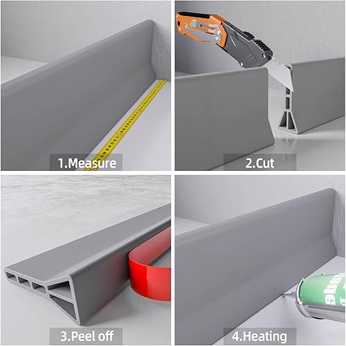 Miniatura 55 de Raycity Presa de agua de umbral de ducha de 3 pulgadas de alto, 59 pulgadas, plegable, protector contra salpicaduras de agua para regadera sin Gris