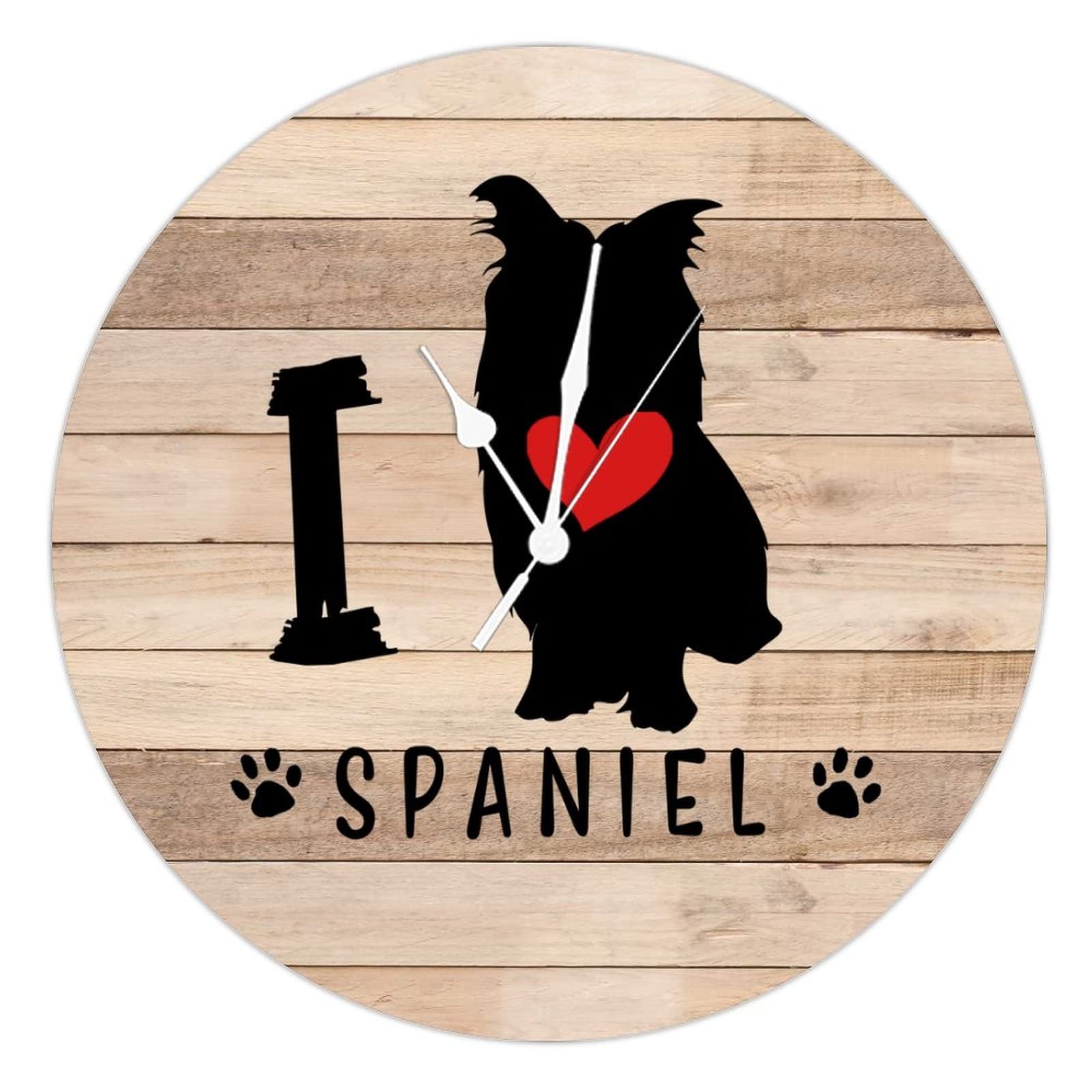 Horloge en bois chien personnalisée de 38 cm pour salon et cuisine