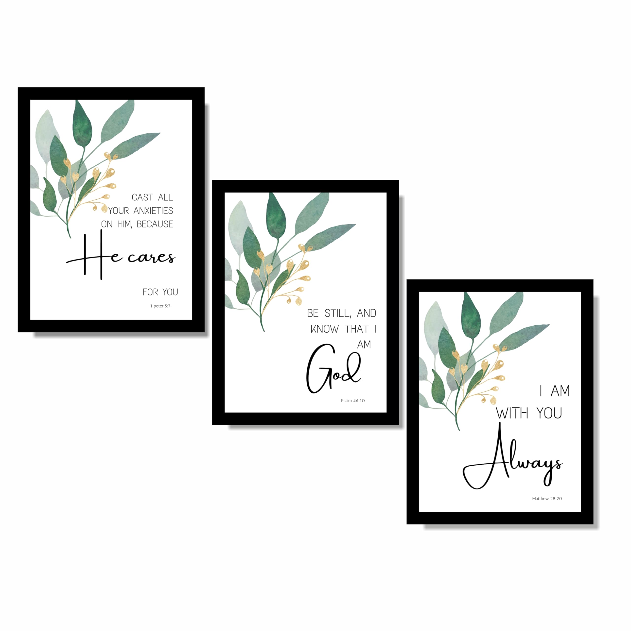 KHUSHALI SPOT Bible Verse Wall Decor | Photo Frame Set of 3 | 6x8 Inch Size | Religious Wall Art | Home Decor for Living Room | Spiritual Gift for Friends | Motivational Scripture Frames R6X8C3-008-image-16