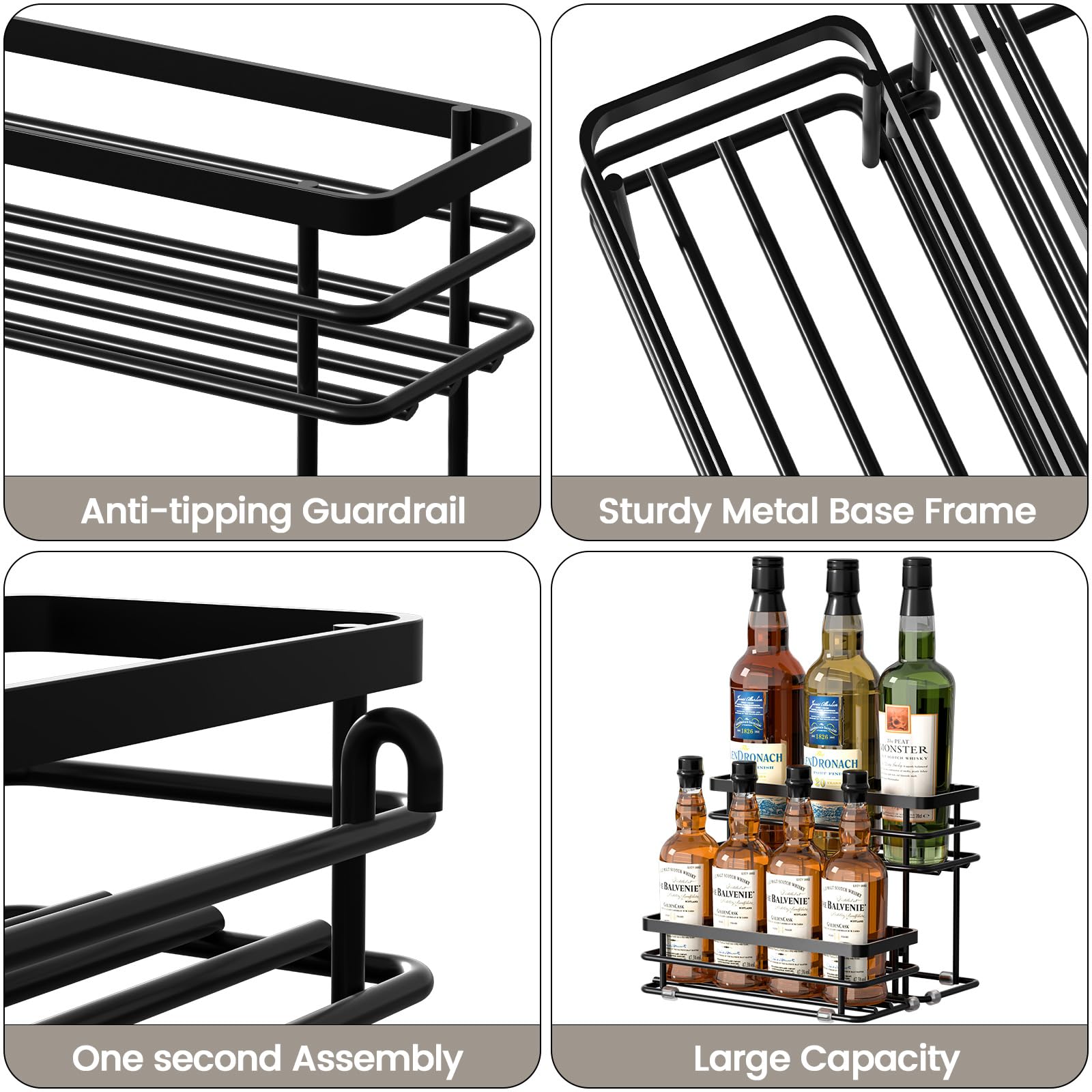 Organizador de jarabe de café, soporte para botellas de jarabe para barra de café, estantes de almacenamiento de 2 niveles para 8 botellas para jarabe, vino, aderezo para encimera de cocina