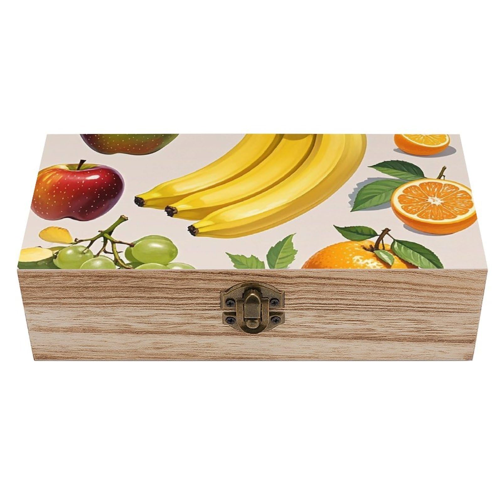 AQRJLPM Wooden Jewelry Box Beautifully Keepsake Box Trinket Box Keepsake Storage Organizer Pictures Fruit Handmade Wooden Box for Storing Jewelry, Coins, Tartot Cards, Small Treasures