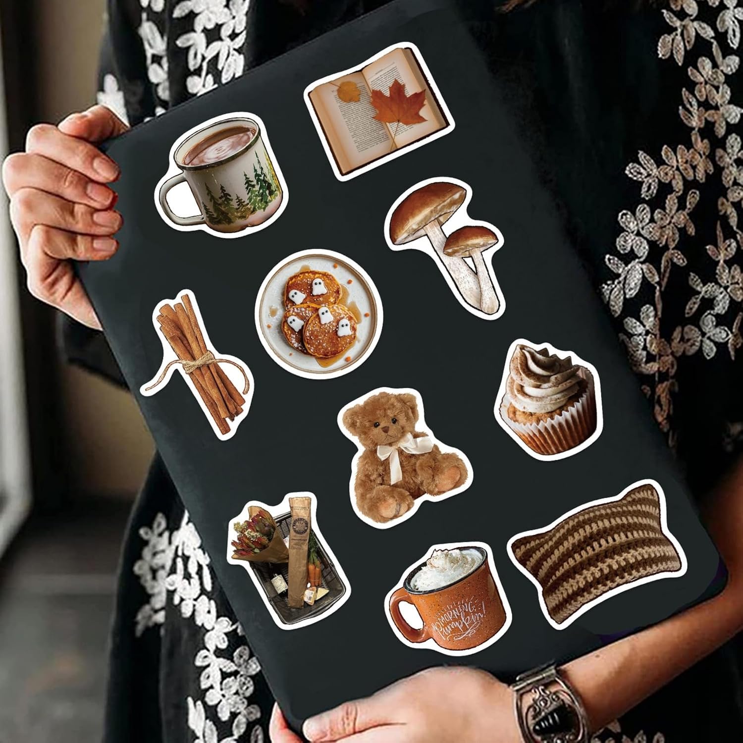 53PCS Fall Ins Food Stickers Yellow Bread Aesthetic Waterproof Vinyl Decals 2 Inch for Journals Scrapbooks Laptops Water Bottles (Fall)