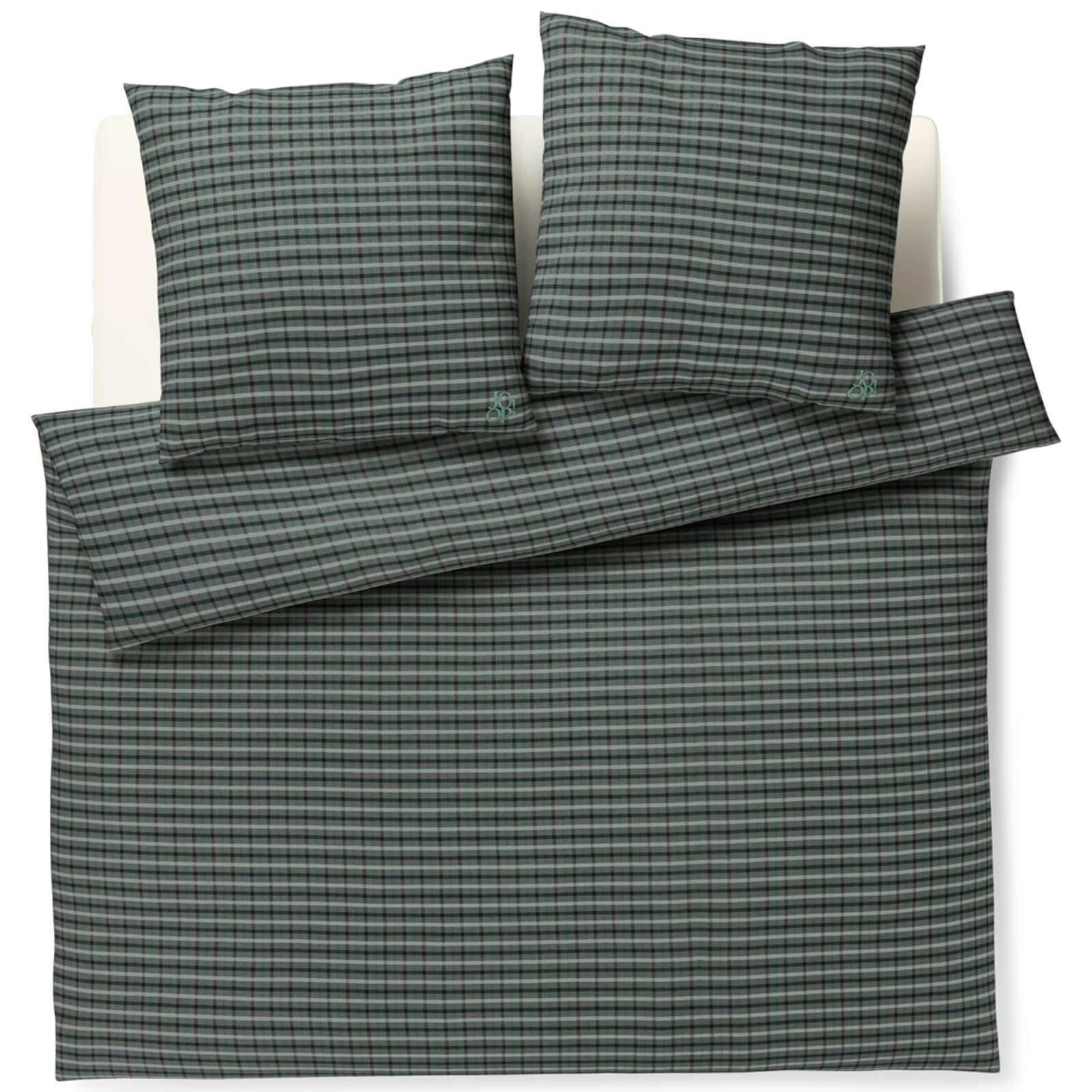 Joop! Bettwäsche Soft Mesh 45005 04 Green Flanell Streifen Karo Grau Grün Gestreift Winter, Größe:135 cm x 200 cm