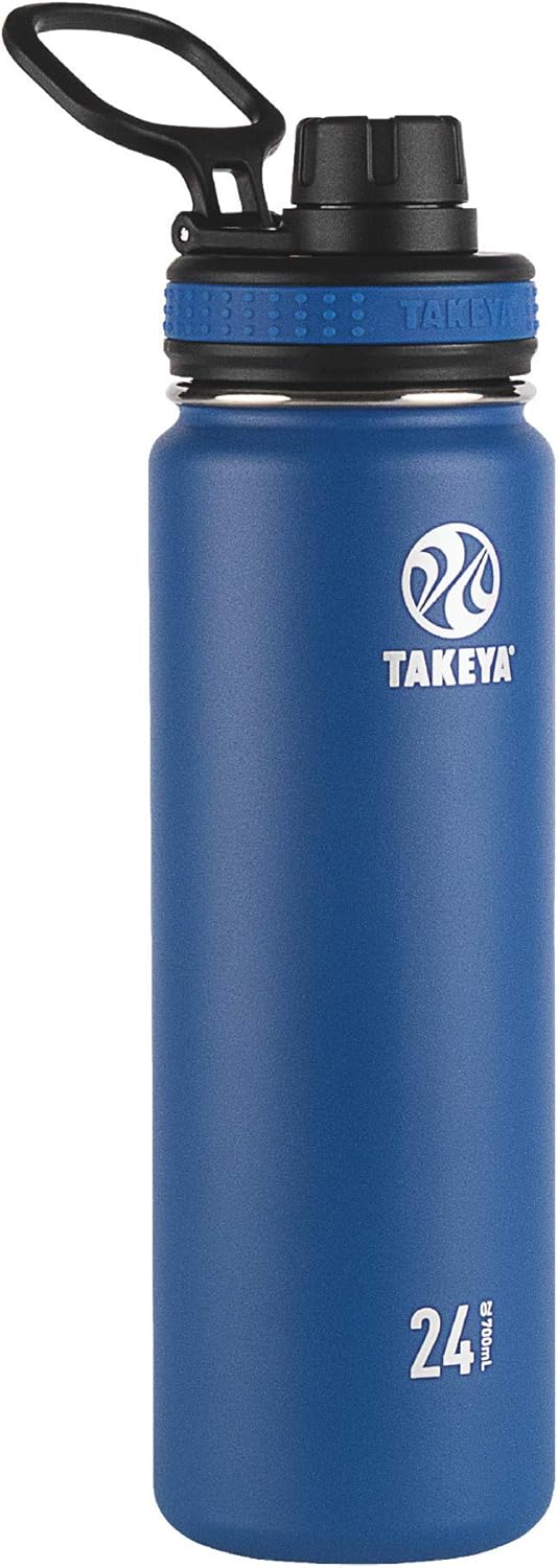 Takeya Originals 24 oz Vacuum Insulated Stainless Steel Water Bottle - Leakproof & BPA-Free Spout Lid - Keeps Drinks Cold 24 Hrs/Hot 12 Hrs - Double-Wall Design - Ideal for Active Lifestyles, Navy