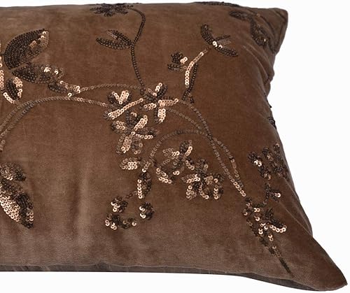Miniatura 9 de Decozen Funda de almohada  Decoración del hogar con lentejuelas bordadas a mano floral para sala de estar, dormitorio, fundas de almohada con