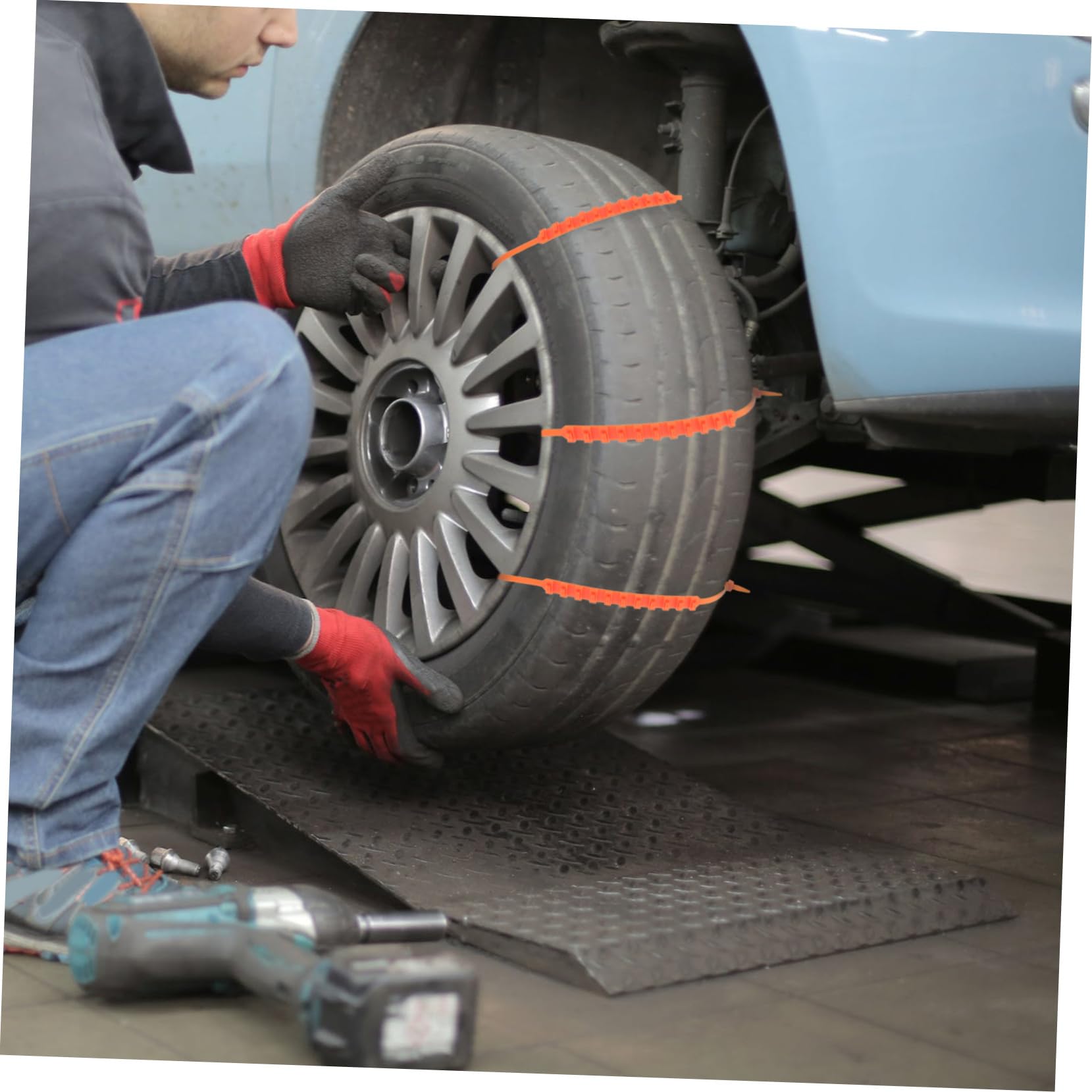 ABOOFAN 10pcs Car Snow Chains Anti-slip Tire Zip Ties for Snow Tires Emergency Anti-skid Chain Mud Belt