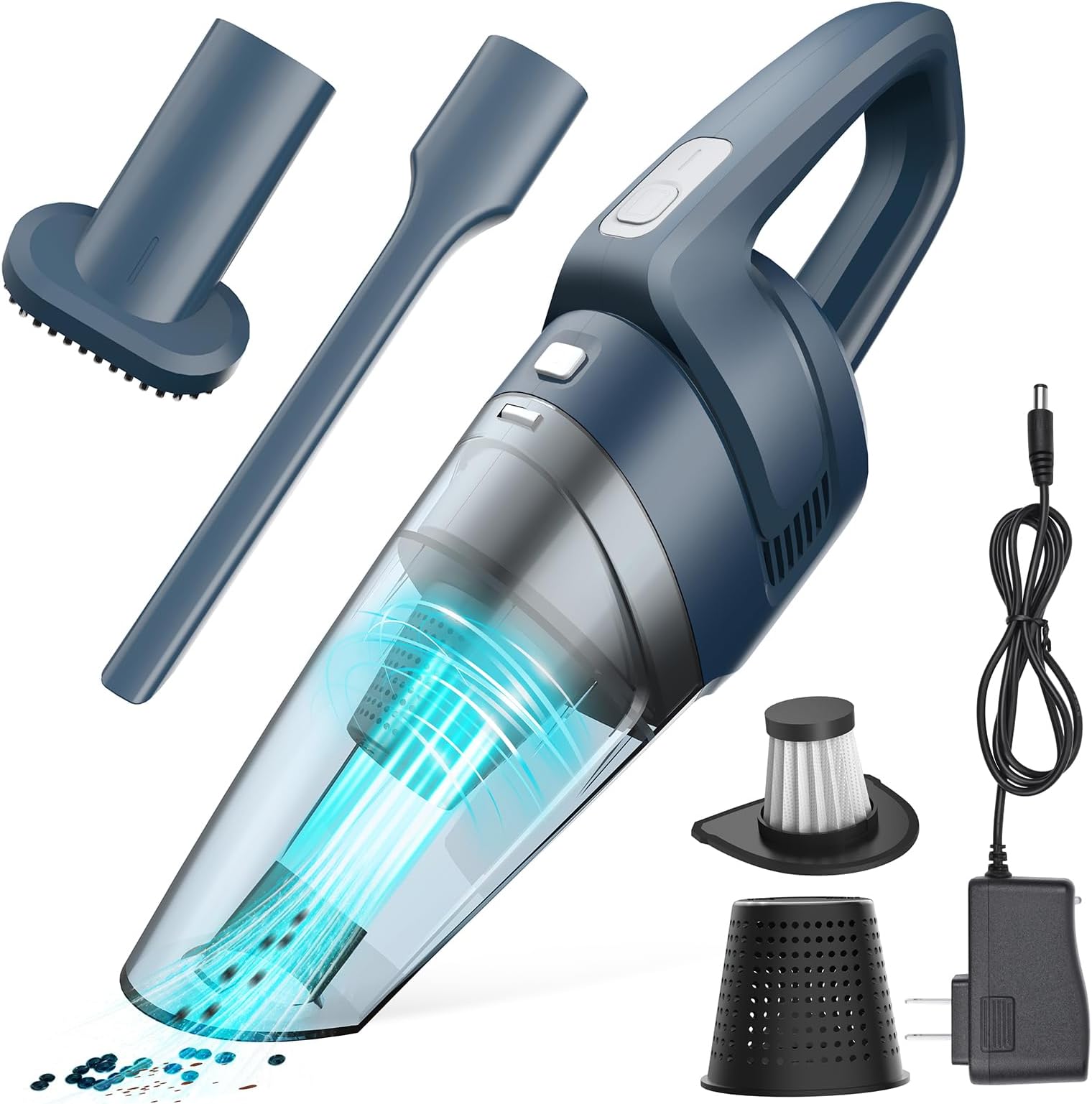 Handheld Vacuum Cordless 8Kpa Strong Suction, Car Vacuum Cleaner Cordless, Mini Portable Rechargeable Vacuum Cleaner, 30 Mins Runtime for Home,Car,Office
