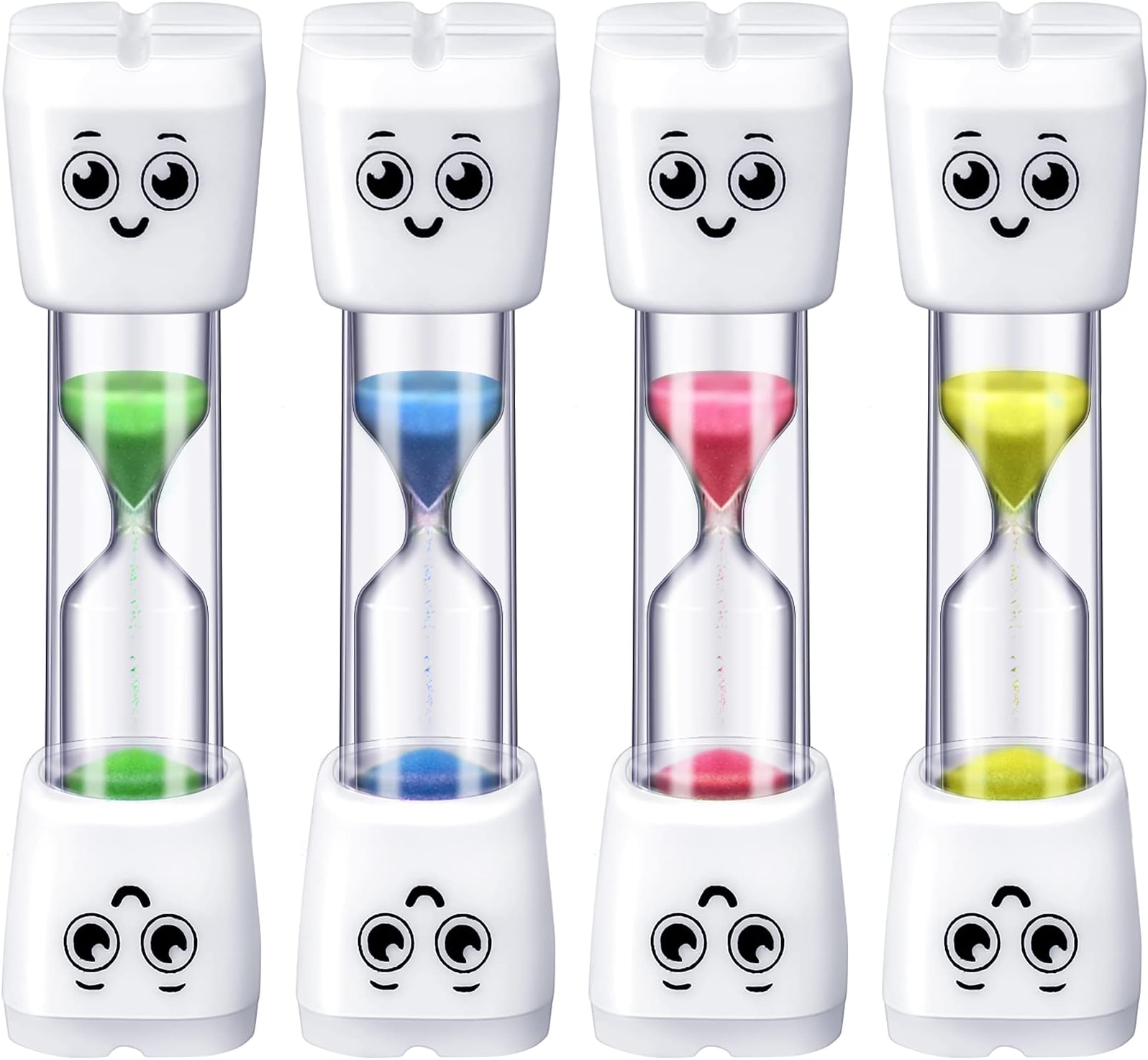 4 Pieces Toothbrush Timer 2 Minute Sand Timer Smile Pattern Tooth Brushing for Proper Tooth Brushing Oral Hygiene(Blue, Pink, Yellow, Green)