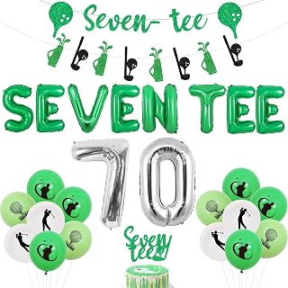 Golf 70th Birthday Party Decorations, 70th Birthday Decorations for Women Men Golf Balloon Glitter Banner Garland Cake Topper for 70th Seventee Golf Party Supplies
