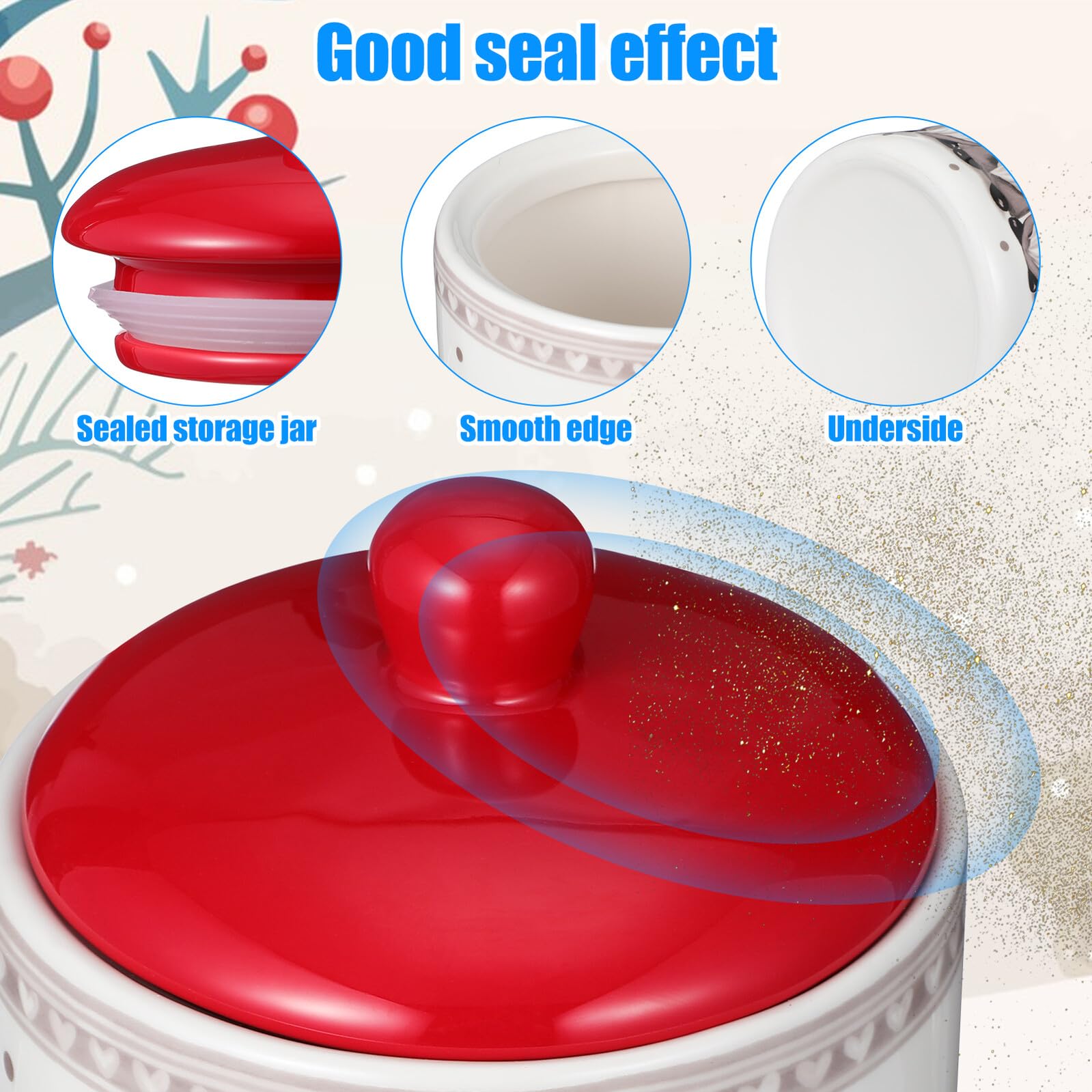 DECHOUS Barattolo per Alimenti in Ceramica con Coperchio Sigillante Contenitore per la Conservazione di Cereali e Tè Barattolo Ermetico Natalizio per Mantenere Freschi Snack e Spezie
