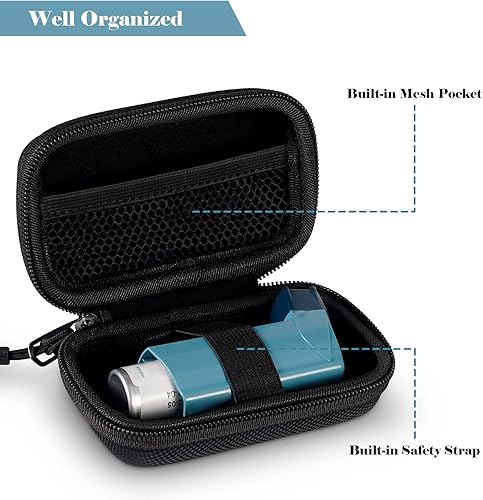 Miniatura 3 de MEDMAX Funda para inhalador, funda protectora de transporte de viaje, se adapta a dispositivos de rescate estándar y nuevos inhaladores de albuterol