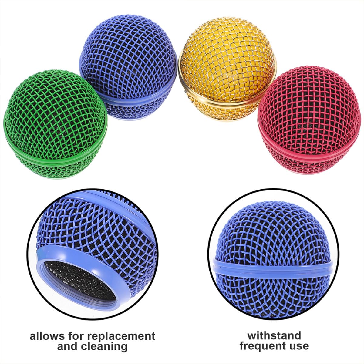Levemolo 8 Piezas de Rejilla Metálica para Micrófono, Cabezal de Malla de Repuesto Multicolor (dorada, Rosa, Verde, Azul Claro), Compatible con Micrófono Inalámbrico, Accesorio