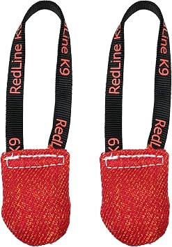 REDLINE K-9 كتان فرنسي أحمر 3" x 4" 1 مقبض لعبة قاطرة الجيب حزمة من 2 لعبة قاطرة للكلاب