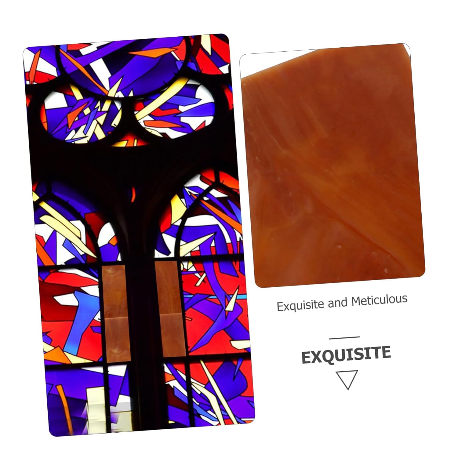 Angoily 10pcs Stained Glass Sheets for Crafts Unique Patterns Rich Colors Glass Tiles for Artistic Church Murals and Projects