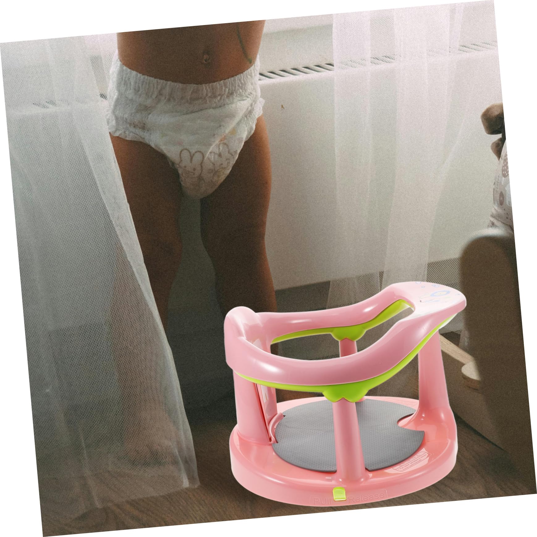 Yardwe Asiento de Baño para Ñiño Superficie Antideslizante y Fácil de Transportar, Color Rosa, Fabricado en Pp y Tpr para Recién Nacidos y Niños Pequeños
