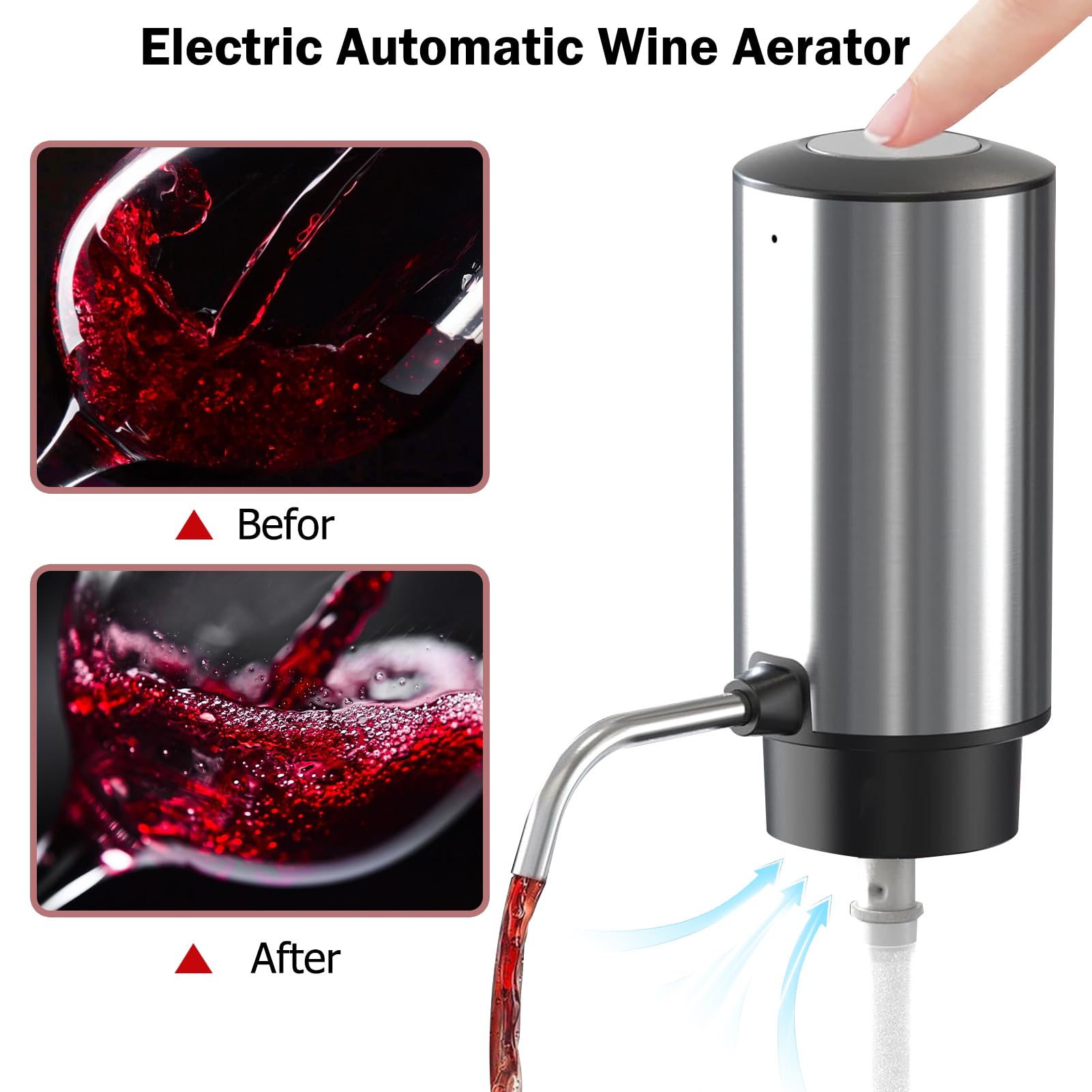 Aeratore & Dosatore elettrico per vino, 2 in 1 Decanter per vino automatici intelligenti, Opzione Regalo Perfetta per gli Amanti del Vino