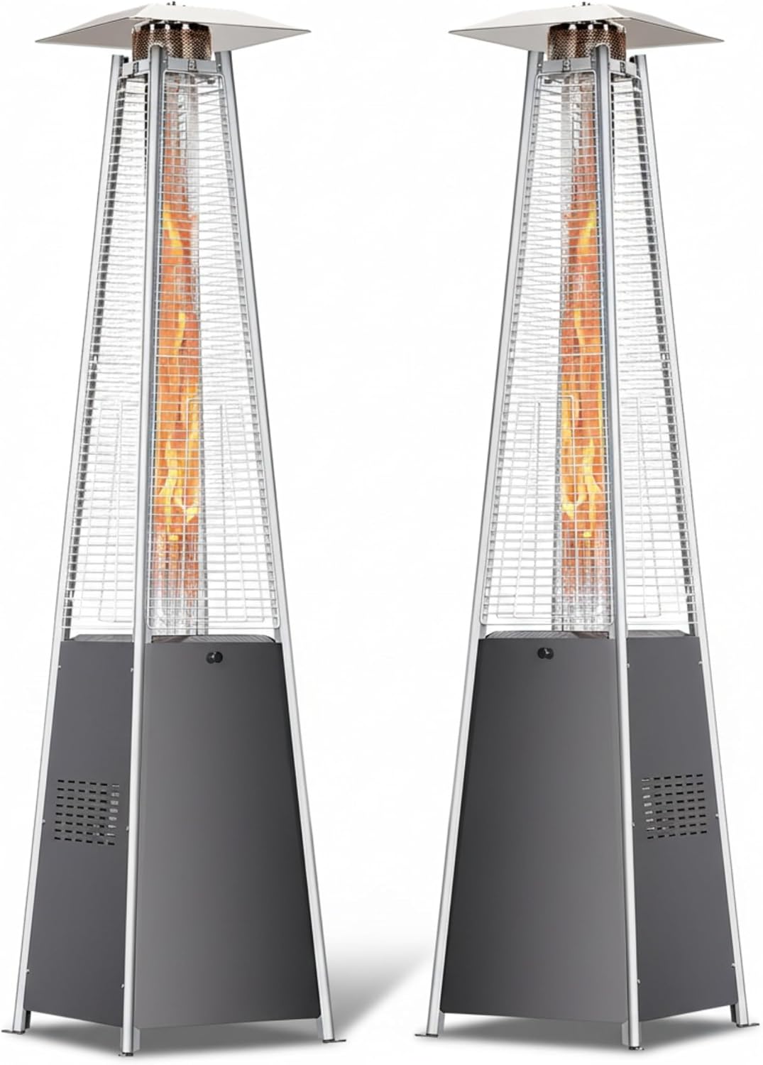 HUGROVE Pyramid Patio Heater, 48,000 BTU Rapid Heating Outdoor Propane Heater With Wheels and Weatherproof Cover, Triple Protection System for Patio, Backyard, Garden, Pool