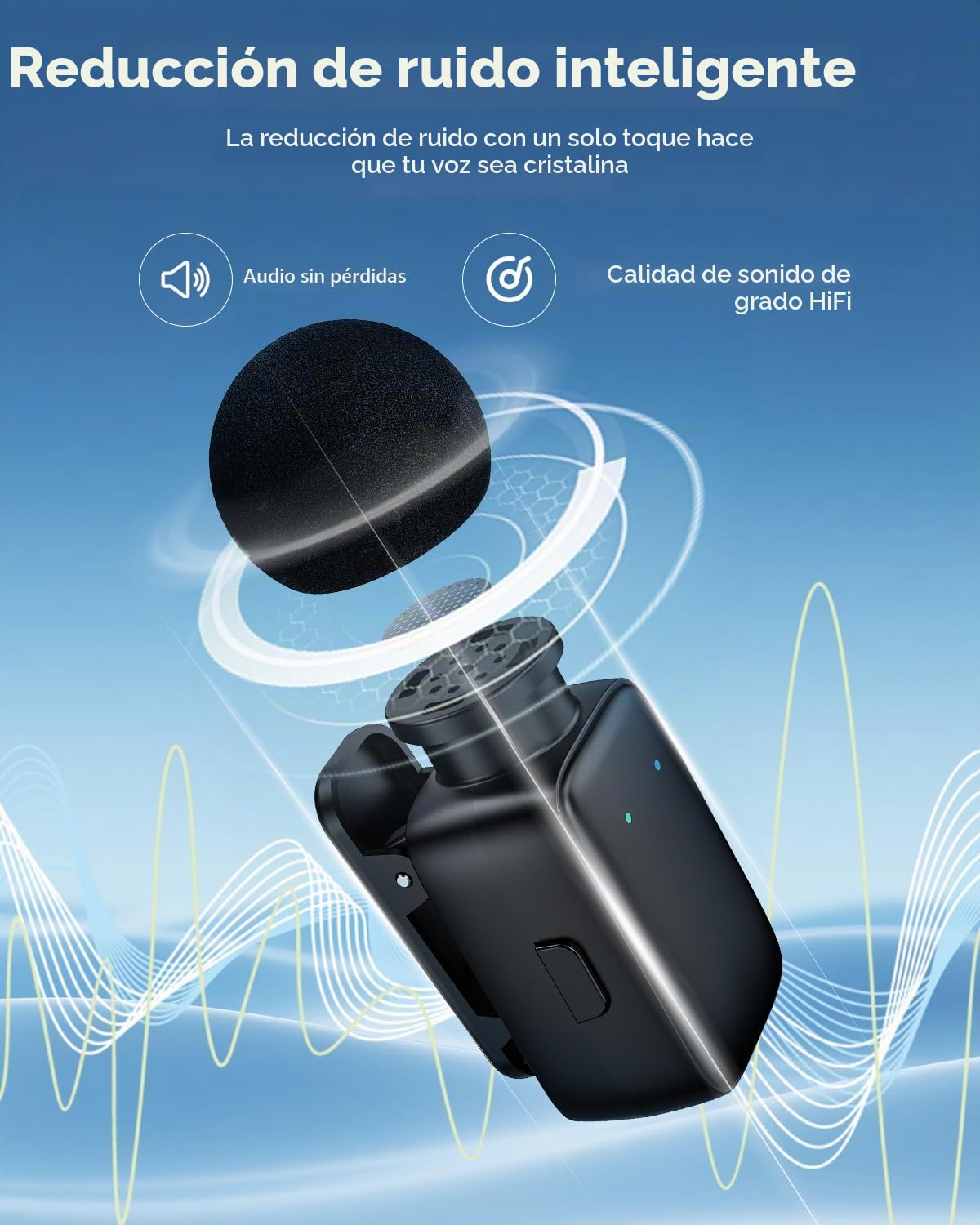 Mini Micrófono Inalambrico Solapa para Teléfono iPhone/Android, Microfone Lapela con Reducción de Ruido para grabación de vídeo, Streaming, Vlogging, Youtube, Tiktok