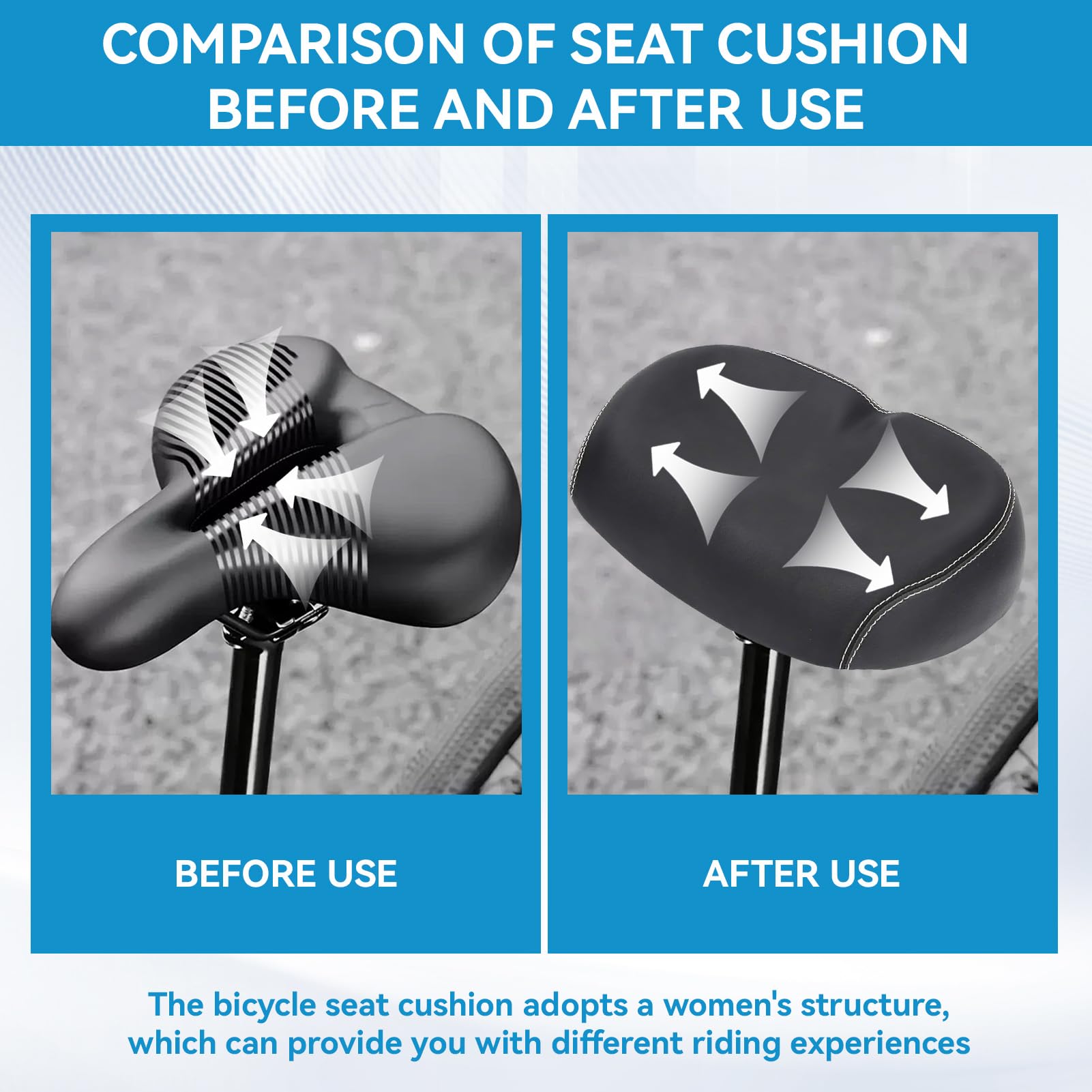 Selle de Velo Ultra Confortable, Selle de vélo Large et sans Nez, Coussin de siège Universel Confortable pour Hommes et Femmes, pour vélos de Montagne et de Route