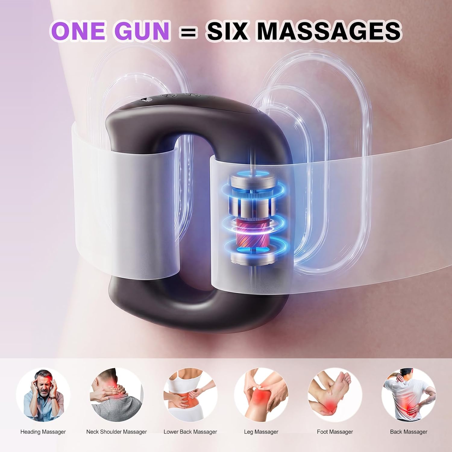 Mini Massage Gun with Heat & Waist Belt, Portable Vibration Muscle Massager, Deep Tissue Massager for Neck Shoulder Back Legs Waist, Rechargeable Massager for Home Office Gym Travel