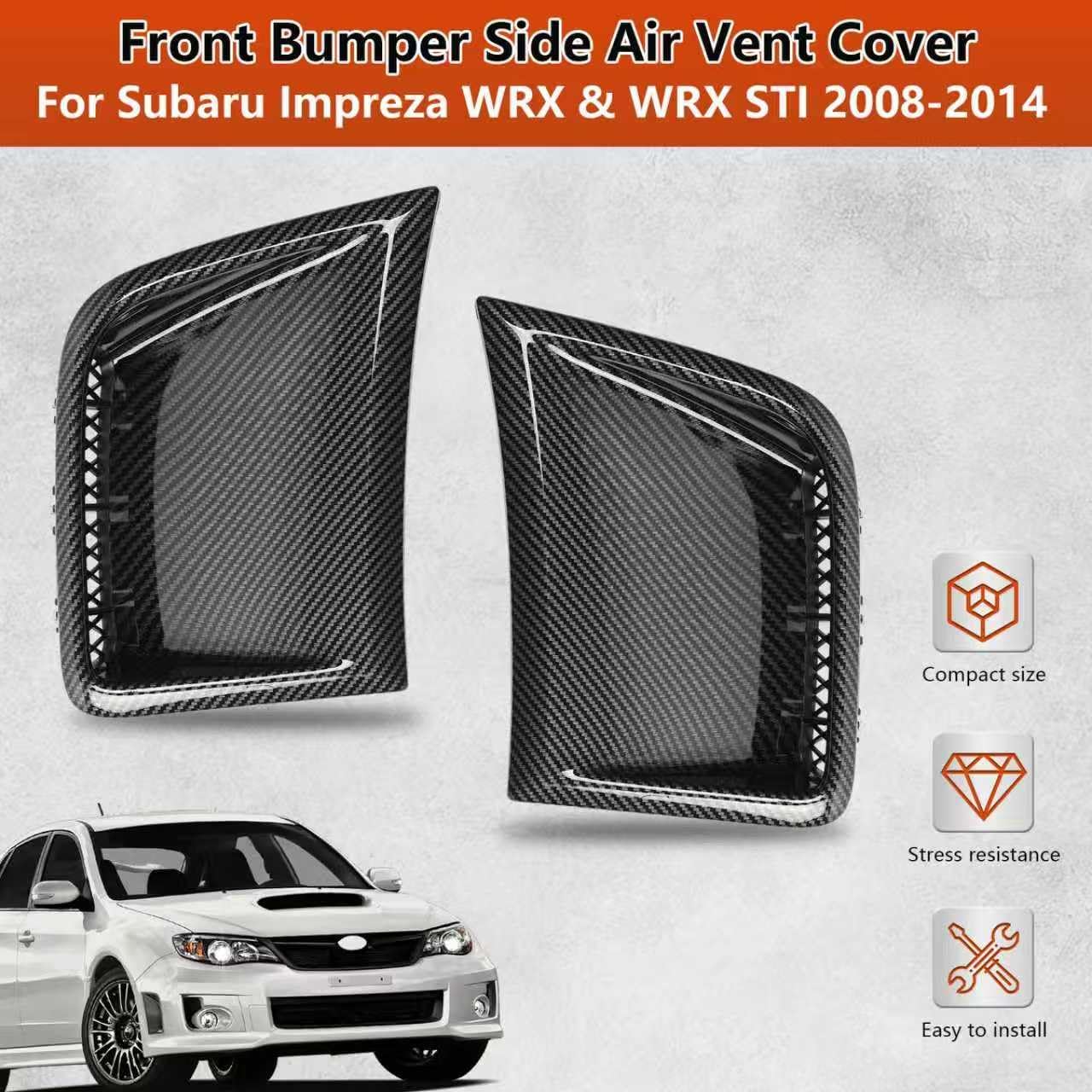Front Bumper Side Air Vent Cover for Subaru Impreza WRX & WRX STI 2008 2009 2010 2011 2012 2013 2014 Accessories, Bumper Corner Cover Inlet Air Duct Trim Components Upgrade Body Kit, Carbon Fiber