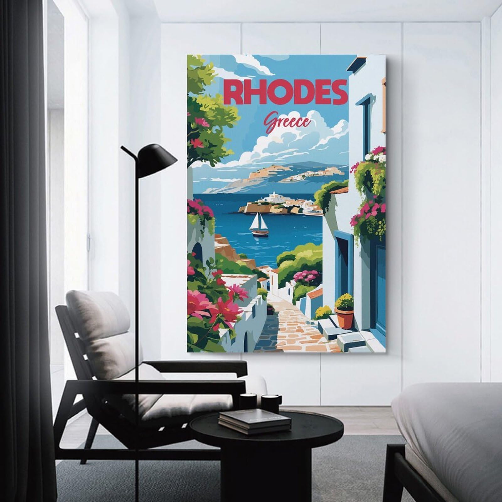 Junmoney Canvas Art Print Rhodes Greece Travel (2), 20x30inch(50x75cm), for New Homes, Bedrooms Or Workspaces, Thoughtful Wall Decor for Art Lovers