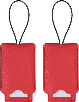 Gloppie Red Luggage Tags with Privacy Cover Travel Suitcase Bag Tag 2 Pack