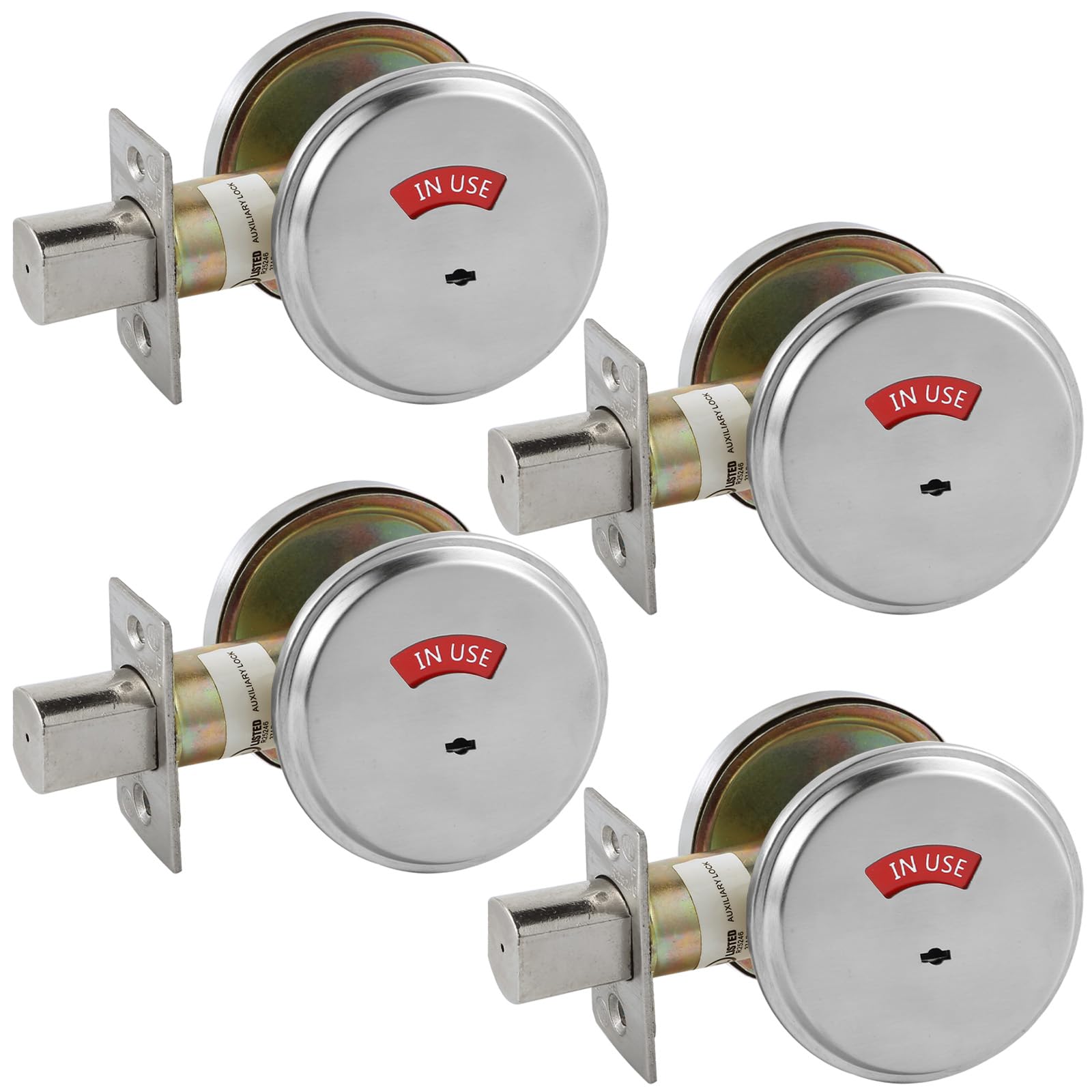 HISAFE in-Use/Vacant Commercial Deadbolt, Heavy Duty Satin Chrome Grade 2 Privacy Indicator Deadbolt for Bathroom/Office, UL3 Hour Fire Rated, Left&Right Handed, 2 3/4" Backset, 4 Packs