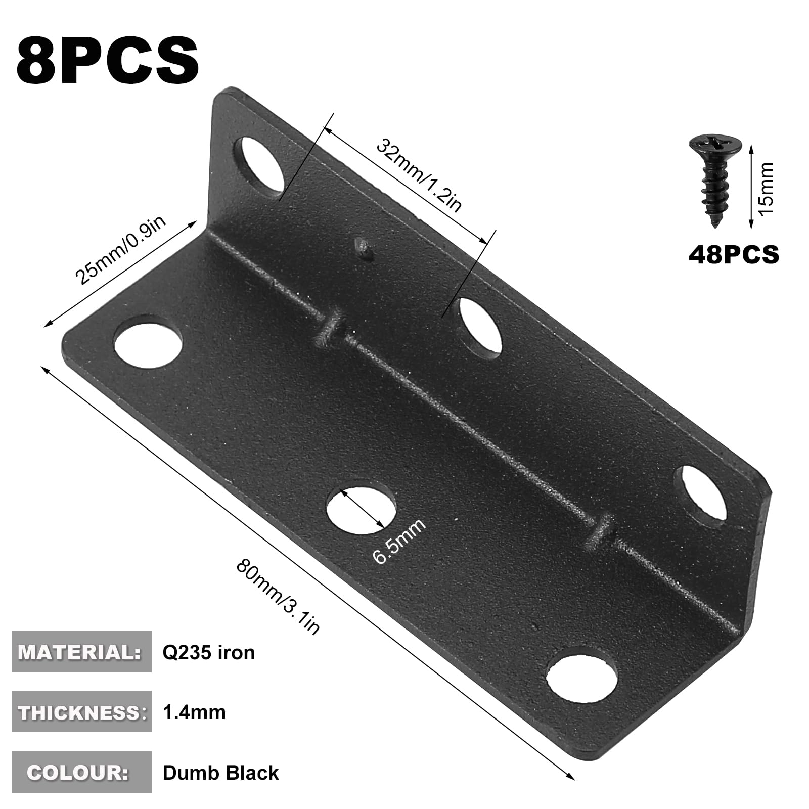 8 sztuk łącznika kątowego L (80 x 25 x 25 mm) 90 stopni, perforowany wspornik narożny do drewna, szeroki zakres kątowy do mocowania, naprawy mebli, wzmocnienia stawów
