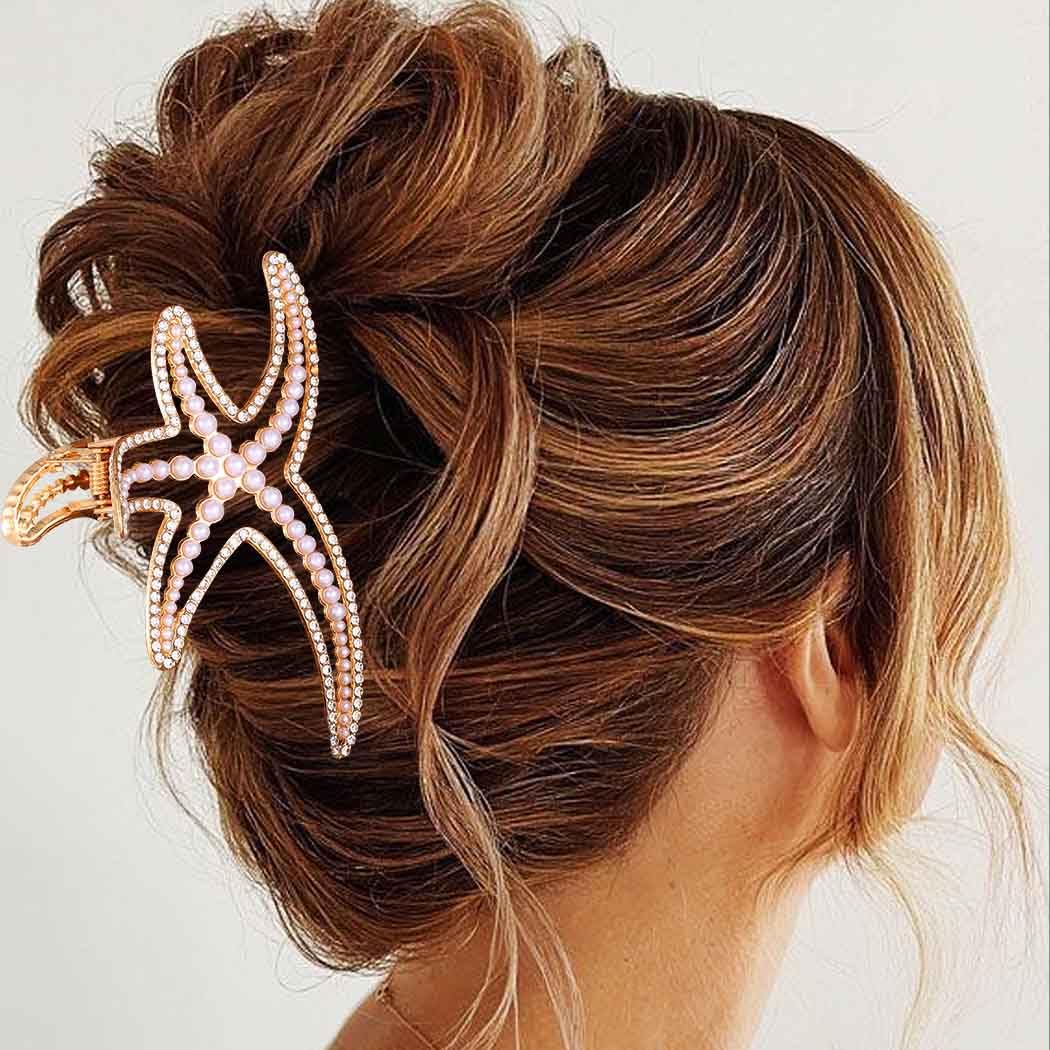 Reaky Starfish Claw Clip Beach Hair Clips Metal Hair Claw Clips Hair Accessories for Women, Gold,Silver - Image 3