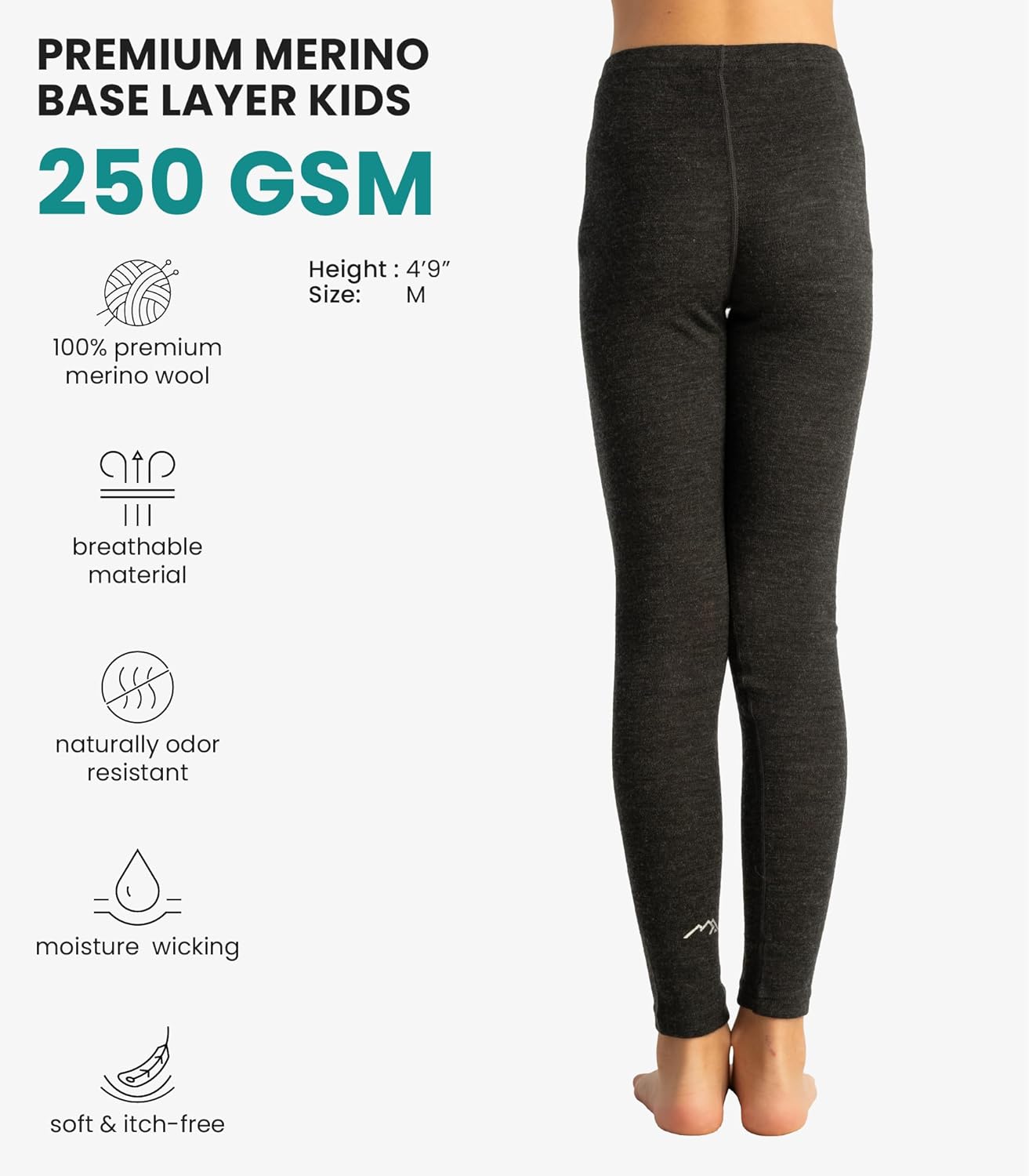 Merino Wool Base Layer Kids - Midweight Merino Wool Long Johns for Kids - Unisex Thermal Pants - Image 2