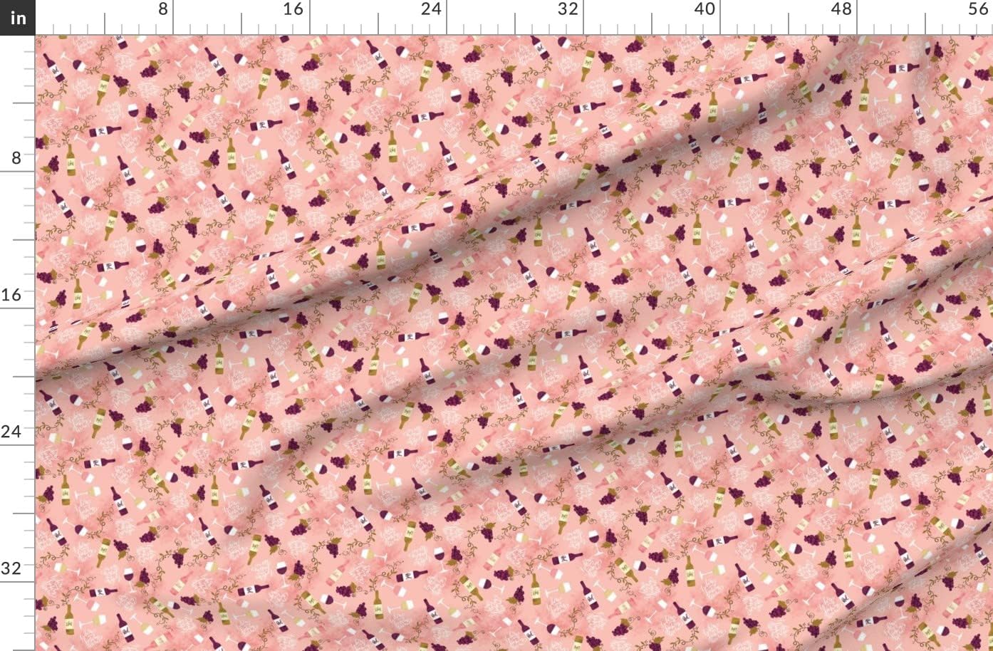 Spoonflower Fabric - Small Wine Drink Drinks Alcohol Glass Alcoholic Beverage Pink Printed on Organic Cotton Sateen Fabric by The Yard - Sewing Quilting Apparel Home Decor