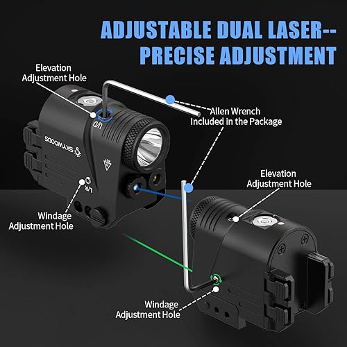 Miniatura 6 de Combo de linterna de haz láser de pistola, 500 lúmenes montada en riel para pistola láser, luz estroboscópica magnética recargable, arma táctica