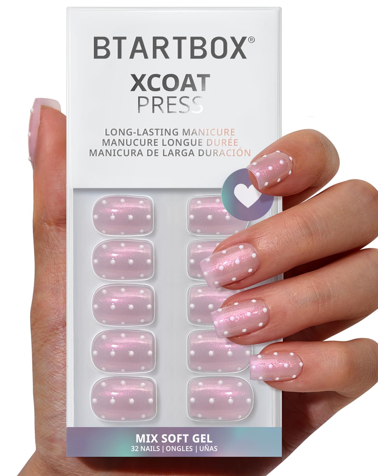BTArtbox Press On Nails French Tips - 32 Pcs Short Square False Nails With Nail Glue and Adhesive Nail Tabs, No Fade Out Stick On Nails in 16 Sizes, Soft Gel Fake Nail for Women, Classic White — view 143
