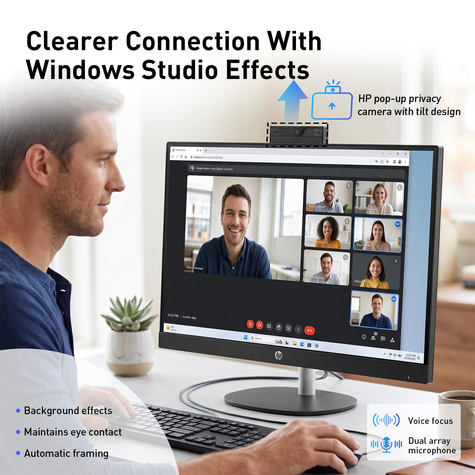 HP Essential 27" FHD Touchscreen All-in-One, Intel Ultra 7 255U, 64GB DDR5 + 2TB SSD, Wi-Fi 6, Privacy Camera, Wired Keyboard and Mouse, Copilot AI, RJ-45, Win 11 Pro image 5