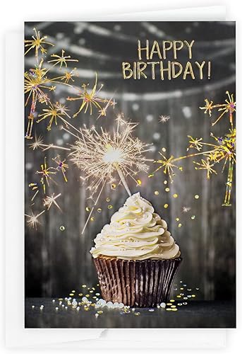 The Gallery Collection, Paquete de 1 tarjeta, tarjeta de cumpleaños con sobre forrado de perlas (cumpleaños brillante)