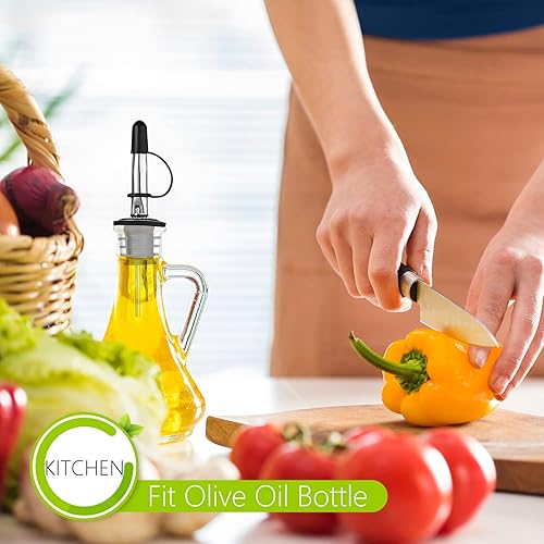 Miniatura 4 de Zopeal 100 tapas de polvo para vertedores, cubiertas negras para vertederos con bucle, con capucha, botella de licor de aceite de oliva, tapas de