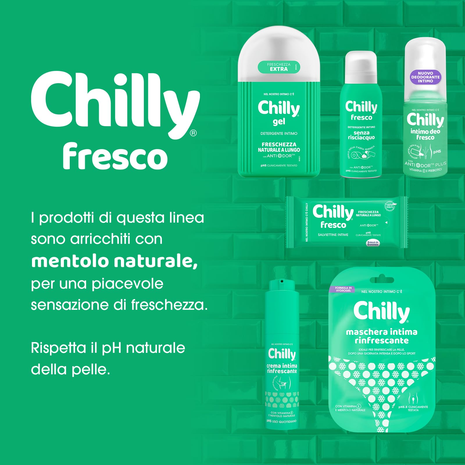 Chilly, Crema Intima Rinfrescante, con Vitamina E e Mentolo Naturale, Effetto Lenitivo e Freschezza Immediata,Texture in Gel Trasparente a Rapido Assorbimento, pH 5, Ideale per Uso Quotidiano, 50 ml