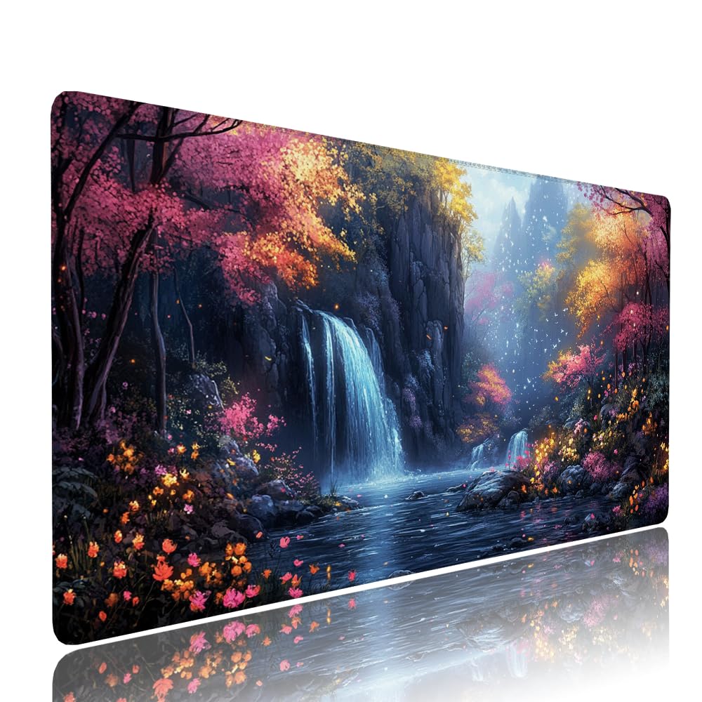 Tappetino Mouse Gaming xxl Accessori Scrivania Ufficio Colore Autunno Grande Tappetino Mouse e Tastiera Sottomano da Scrivania 1200x600x3mm Base Antiscivolo, per PC Gamer Laptop Studio Casa d-184