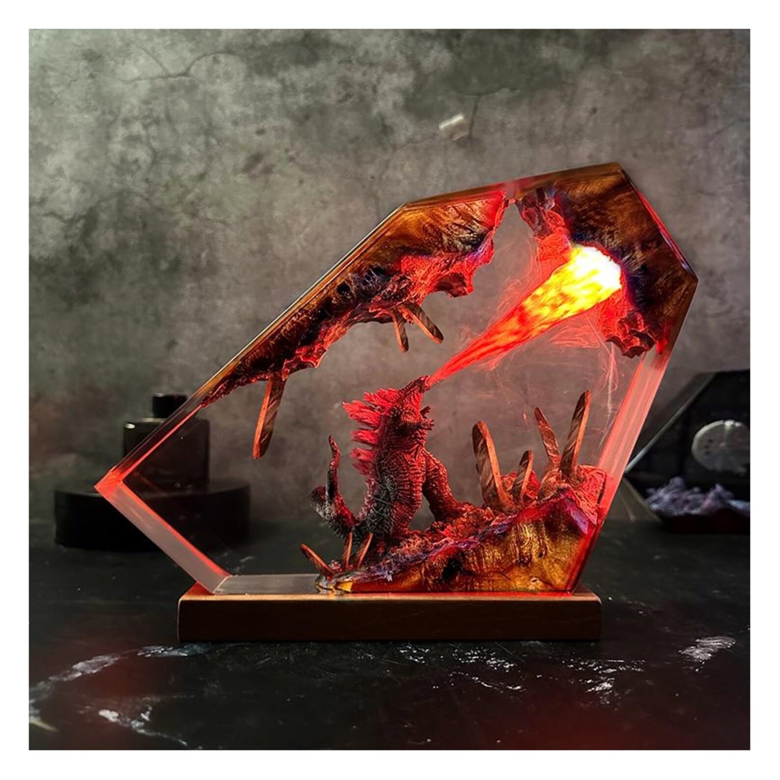 南極の石　コレクション　インテリア向け Godzilla Resin Art Lamp - LED Color-Changing Hexagonal Crystal