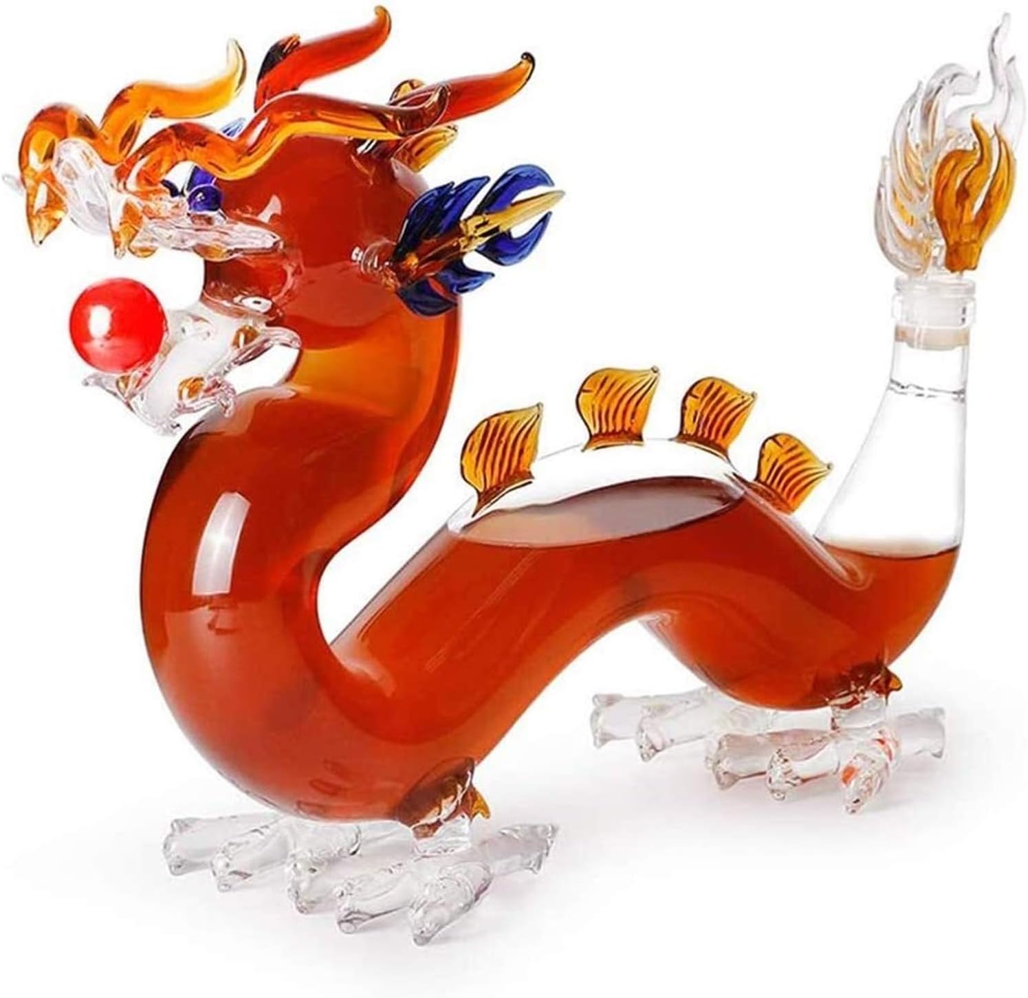 Decanter Wine Decanter Home Bar Glass Chinese Dragon Shaped Whiskey Decanter for Liquor Bourbon 1000ml Whisky Aerating Decanter (Color : Transparent, Size : 4525.5cm)