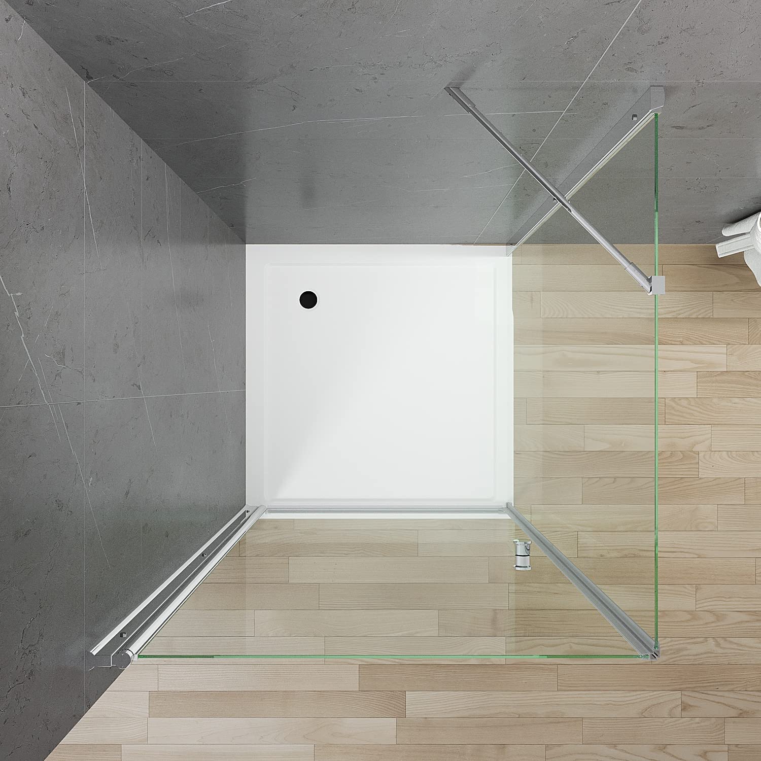 Duschkabine Eckeinstieg 80x80 x 187 cm Duschabtrennung Duschwand Glas Eck Dusche mit Duschtür und festem Seitenteil Eckdusche rahmenlos mit Drehtür Schwingtür Pendeltür 80 cm und Seitenwand 80 cm