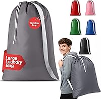 Vista 8 de Bolsa de lavandería Handy Laundry con correa de hombro - Cierre de cordón con bloqueo, material duradero, gran capacidad, costuras resistentes