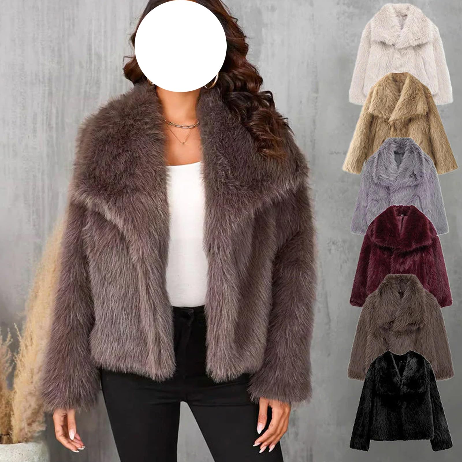Cappotto Invernale Da Donna In Pelliccia Sintetica, Cappotto Da Donna In Pelliccia Sintetica Invernale Casual Oversize Con Risvolto Caldo E Peloso (S,Beige)