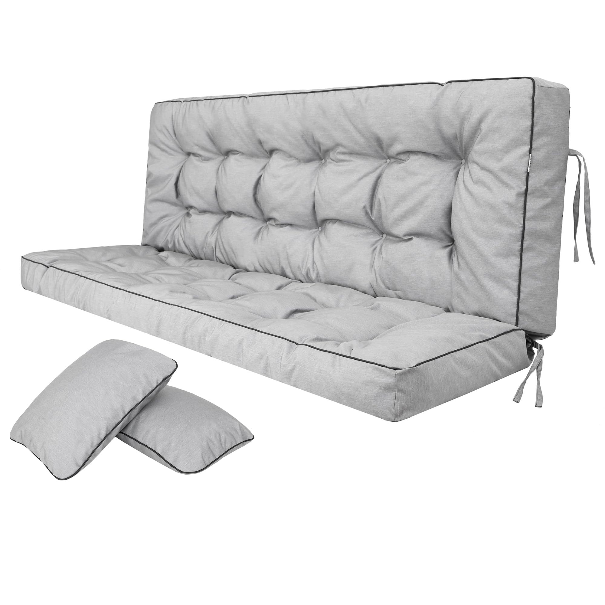 Bjird Bankkussen voor tuinmeubelen, tuinbank, kussen voor schommelbank, kussen voor tuinschommelkussen, zitkussen, stoelkussen, indoor/outdoor, groene weide, 180 cm (3 x 60 cm