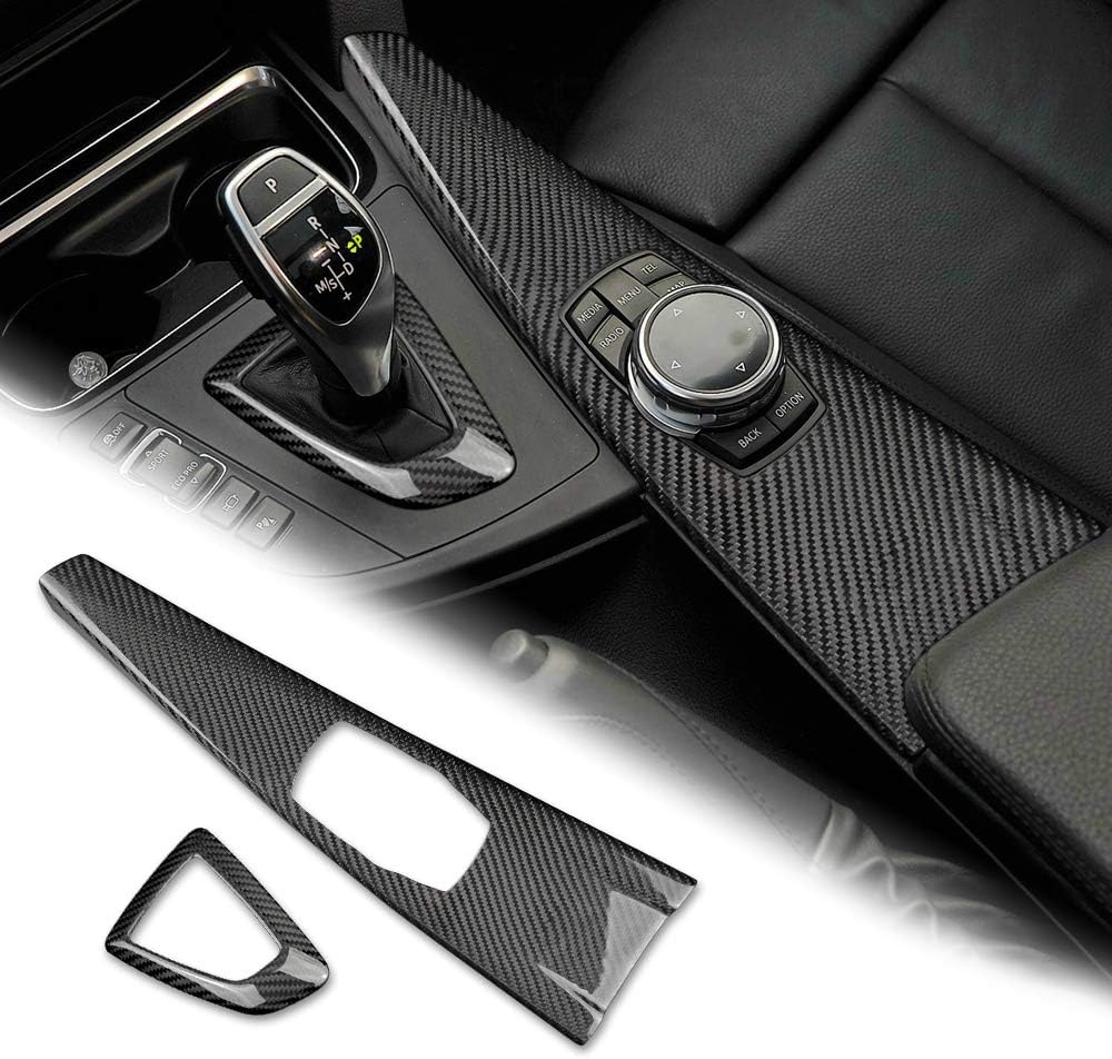 AIRSPEED Carbon Fiber Car Center Console Multimedia Button Panel Cover Gear Shift Panel Frame Cover Trim Sticker Kit for BMW F30 F31 F32 F34 F36 M3 F80 (Not fit for F33)