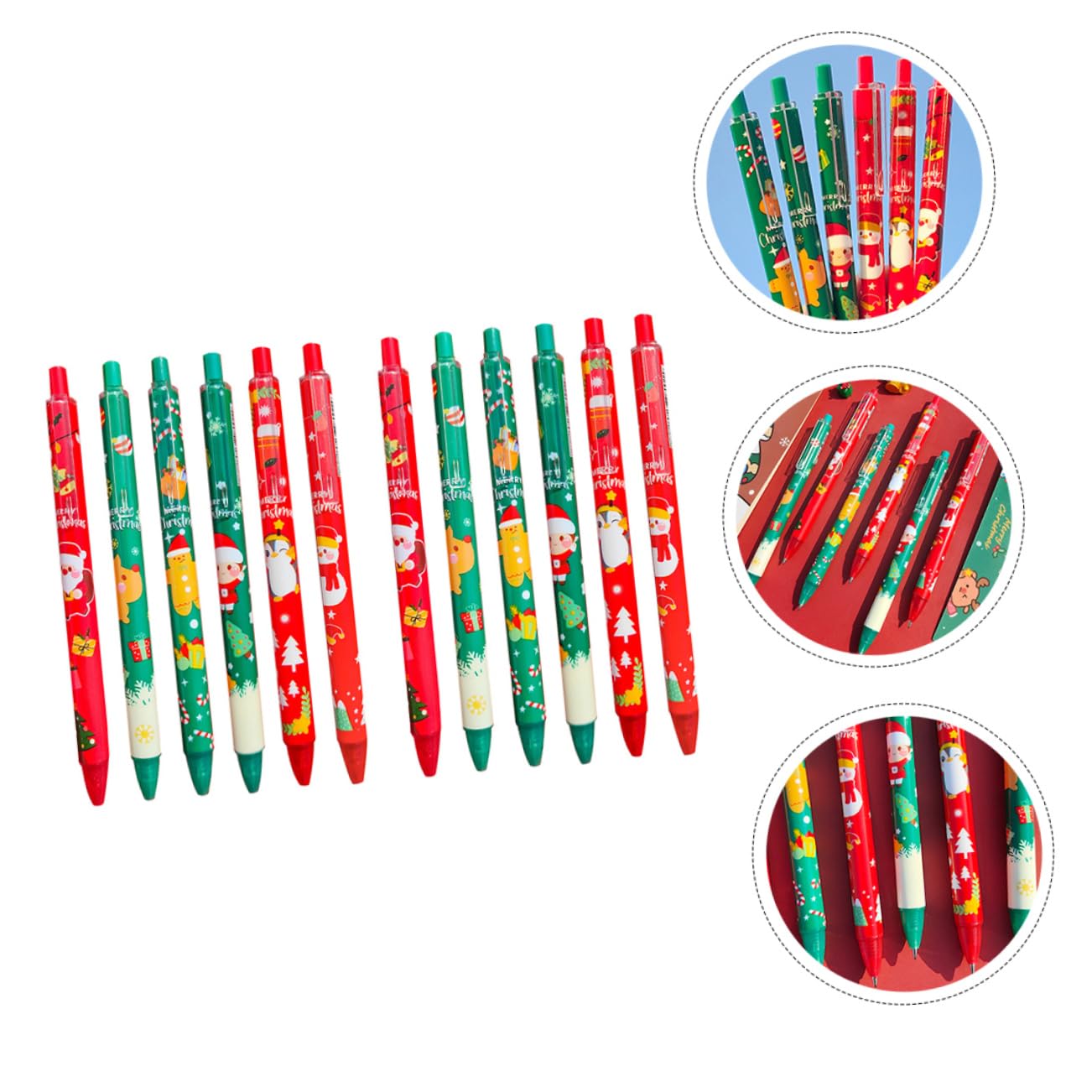 Lot de 12 Stylos à Bille de Noël à Encre Gel Noire 0,5 Mm, Plastique, Écriture Fluide et Facile, Papeterie Adorable pour Étudiants et Fêtes de Noël Plusieurs styles